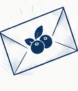 Ink illustration of an envelope with the berry mark