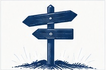 Ink illustration of branching signposts